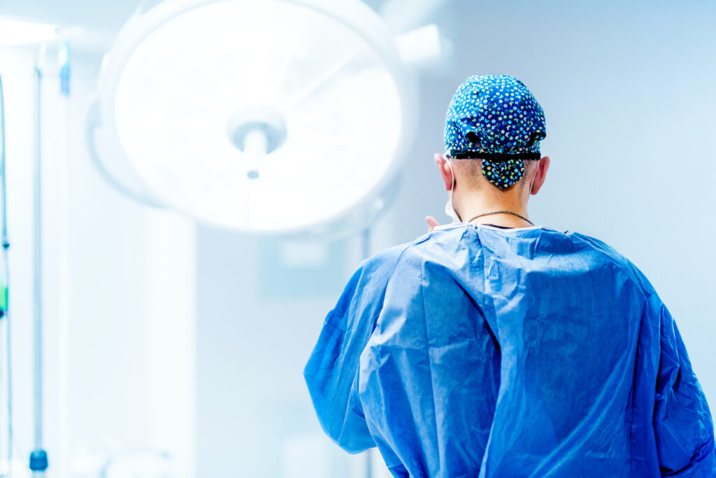 Artistic portrait of surgeon getting ready for surgery
